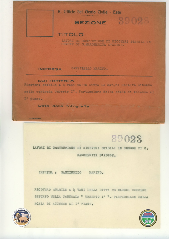 1939 11 07 DP Santa Margherita d&#039;Adige LAVORI COSTRUZIONE RICOVERI id_39023 2 retro